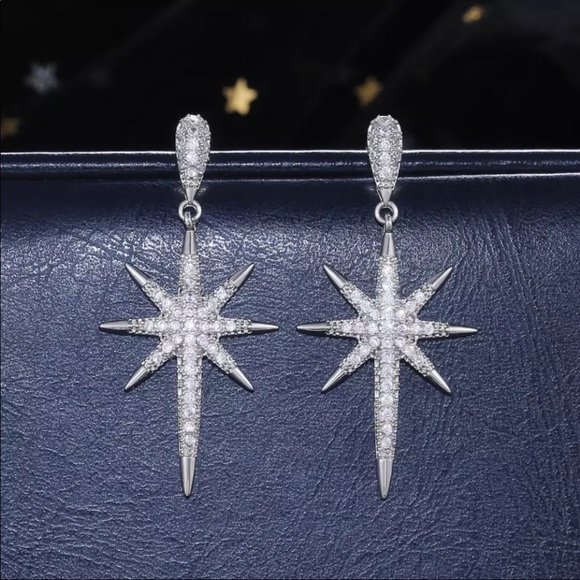 New 925 Silver Beautiful Stars Women’s Earrings - Picture 6 of 7
